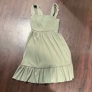 Nordstrom Light Olive Green Smocked Sundress with Ruffle Hem